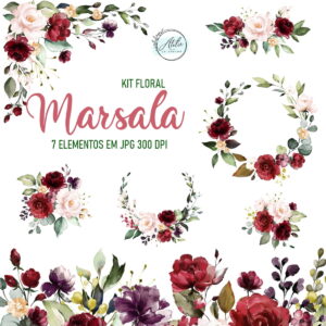 Kit Digital Floral Marsala