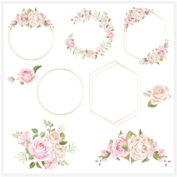 Kit Digital - Floral Rose e Dourado - Imagem 2