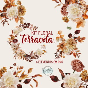Kit Digital Floral Terracota