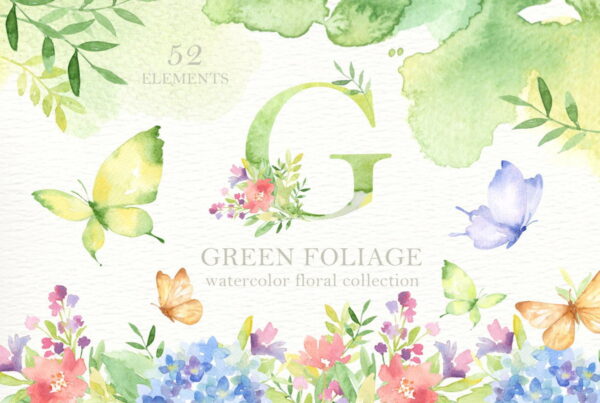 Kit Digital Flores Aquarela