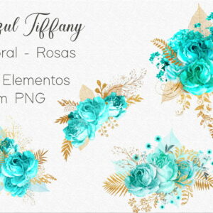 Kit Digital - Flores Azul / Floral Azul