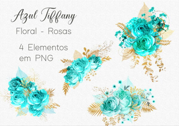 Kit Digital - Flores Azul / Floral Azul