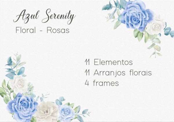 Kit Digital - Flores Azul Serenity / Floral Azul Serenity