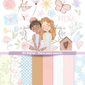 Kit Digital Flores Dia das Mães em Aquarela #0574