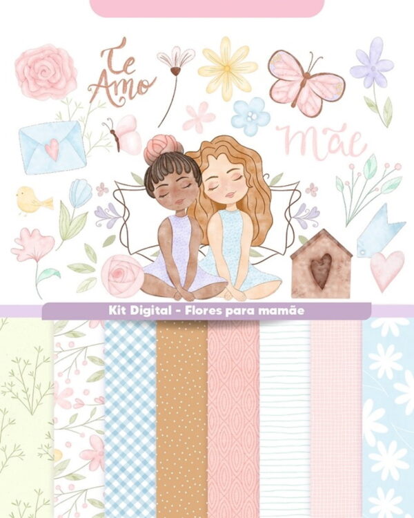 Kit Digital Flores Dia das Mães em Aquarela #0574