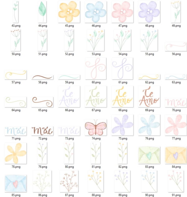 Kit Digital Flores Dia das Mães em Aquarela #0574 - Imagem 4