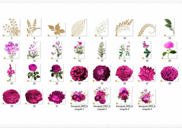 Kit Digital - Flores Fucsia / Floral Fúcsia - Fúchsia 2 - Imagem 2