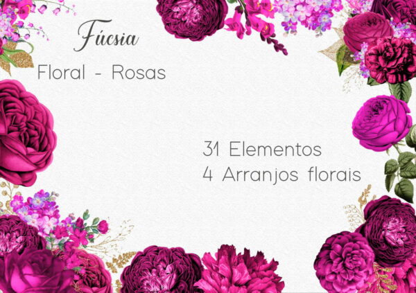 Kit Digital - Flores Fucsia / Floral Fúcsia - Fúchsia 2