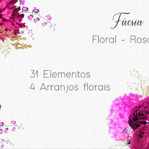 Kit Digital - Flores Fúcsia / Floral Fúcsia - Fúchsia