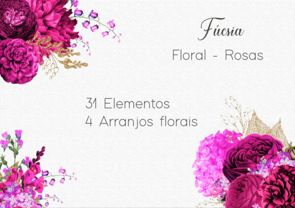 Kit Digital - Flores Fúcsia / Floral Fúcsia - Fúchsia