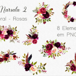 Kit Digital - Flores Marsala / Floral Marsala 2