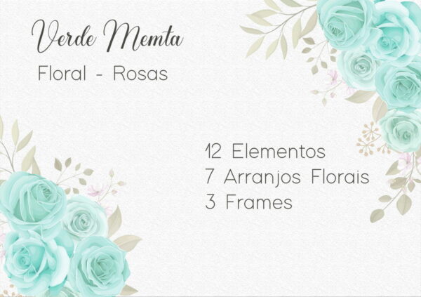 Kit Digital - Flores Verde Menta / Clipart Verde Menta