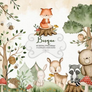 Kit Digital Floresta Aquarela #0041