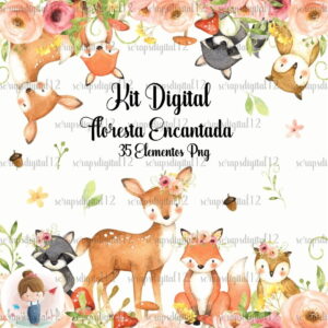 Kit Digital - Floresta Encantada Aquarela