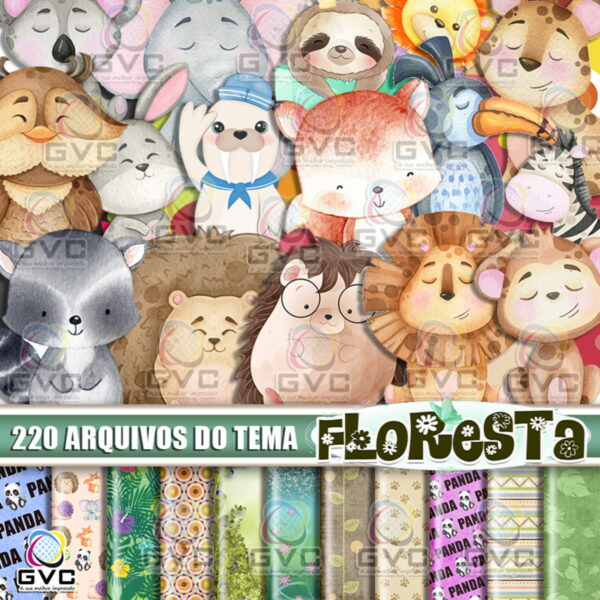Kit Digital Floresta Encantada Aquarela
