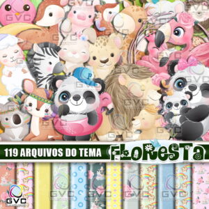 Kit Digital Floresta Encantada Aquarela