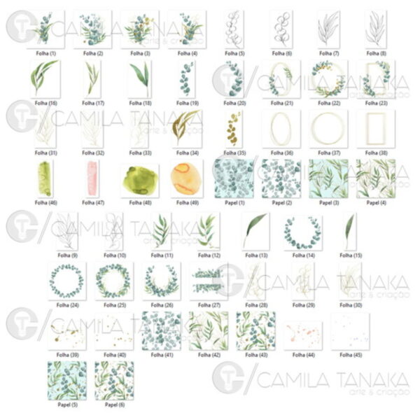 Kit Digital Folhagem Aquarela (pague 1 Leve 3) - Image 2