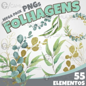 Kit Digital Folhagem Aquarela (pague 1 Leve 3)