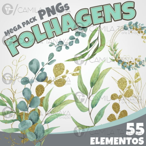 Kit Digital Folhagem Aquarela (pague 1 Leve 3)