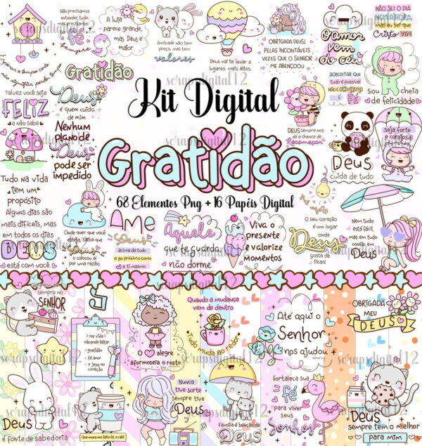 Kit Digital Frases Cristãs - Gratidão