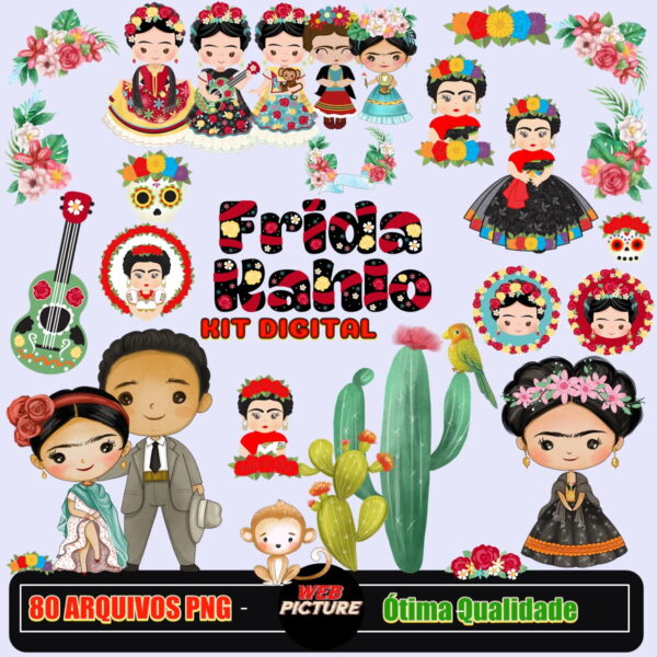 Kit Digital Frida Kahlo Aquarela