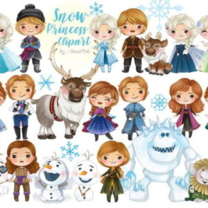 kit Digital Frozen Aquarela PNG- Scrapbook