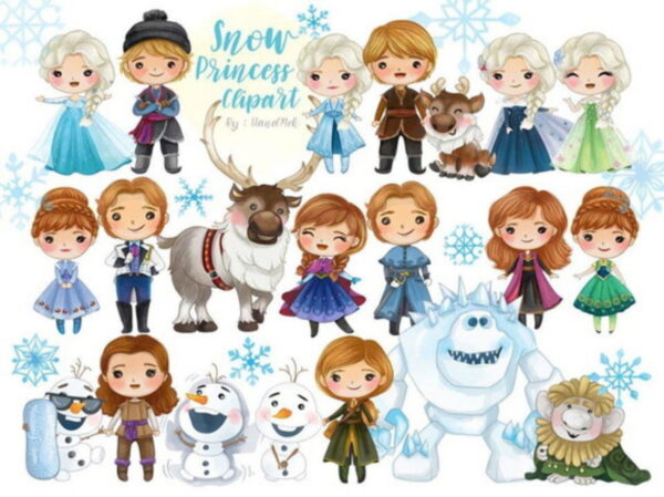 kit Digital Frozen Aquarela PNG- Scrapbook