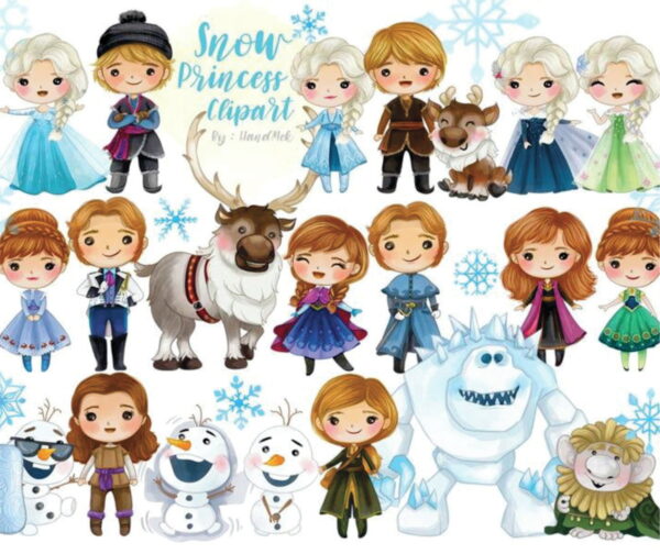 Kit Digital Frozen Aquarela Scrapbook Arquivo Png