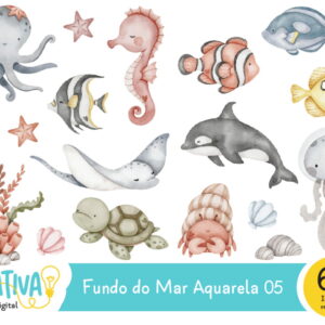 Kit Digital - Fundo do Mar Aquarela 05