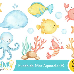Kit Digital - Fundo do Mar Aquarela 08