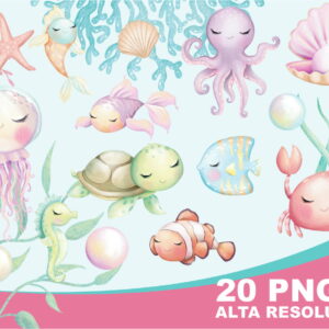 Kit Digital Fundo do Mar Aquarela 6