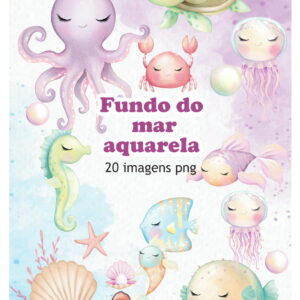 Kit Digital Fundo do Mar Aquarela