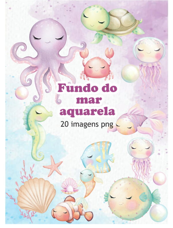 Kit Digital Fundo do Mar Aquarela