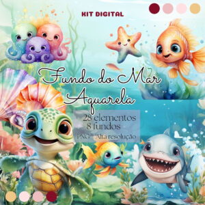 Kit Digital Fundo do Mar Aquarela