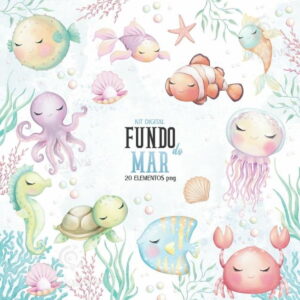 Kit Digital - Fundo do Mar Aquarela