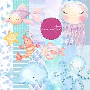 Kit Digital Fundo do Mar Aquarela