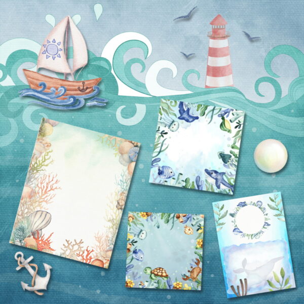 Kit Digital Fundo do Mar Aquarela - Imagem 4
