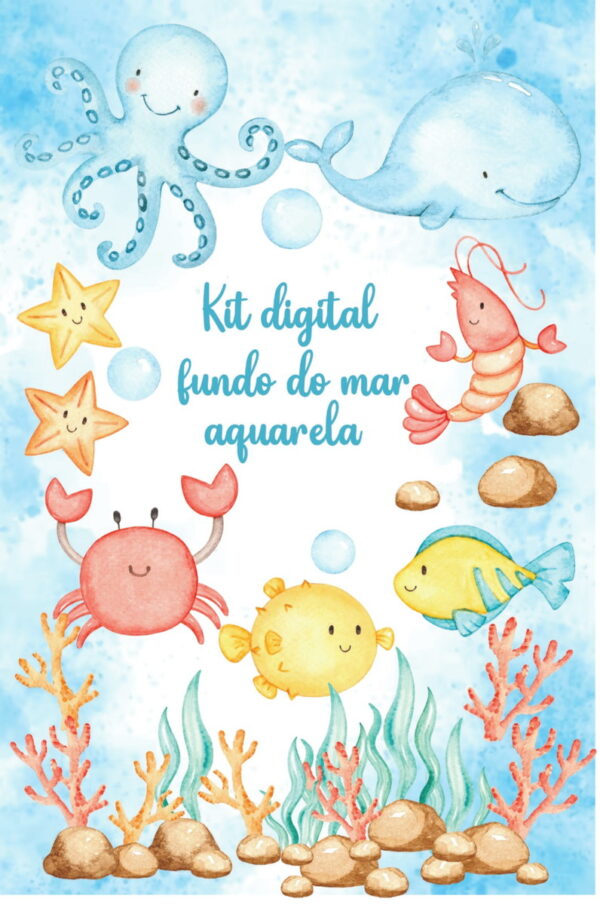 Kit Digital Fundo do Mar Aquarela