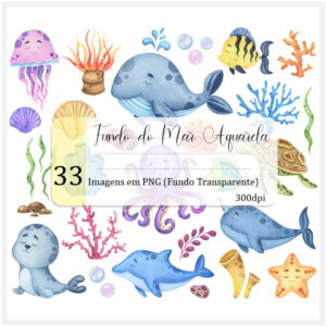 Kit Digital - Fundo do Mar Aquarela