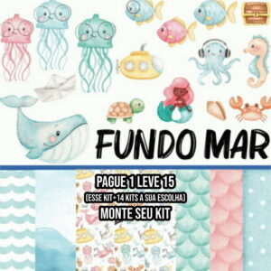 Kit Digital Fundo do Mar Aquarelado