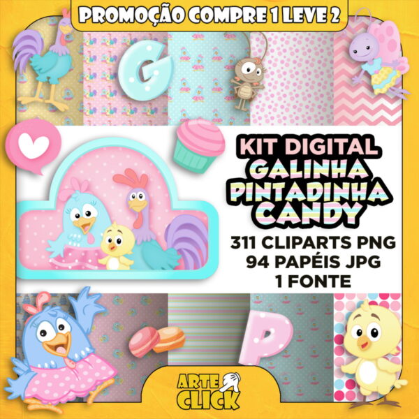 Kit Digital Galinha Pintadinha Candy