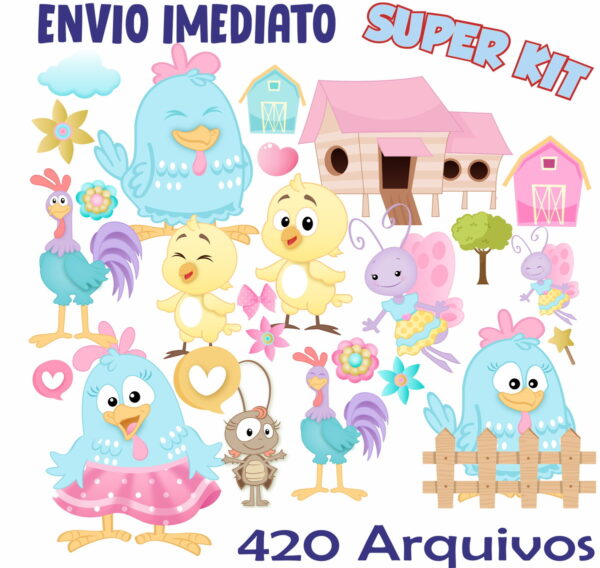 Kit Digital Galinha Pintadinha Candy Color