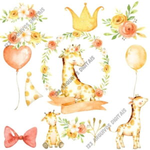 Kit Digital Girafa Aquarela