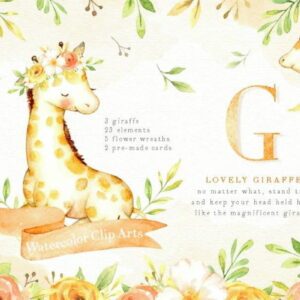 kit digital girafa aquarela
