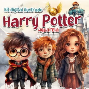 Kit Digital Harry Potter 3d em Aquarela
