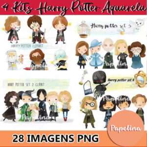 Kit Digital Harry Potter Aquarela (4 Kits)