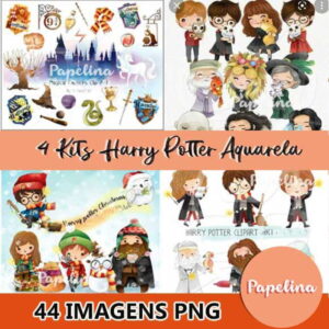 Kit Digital Harry Potter Aquarela (4 Kits)