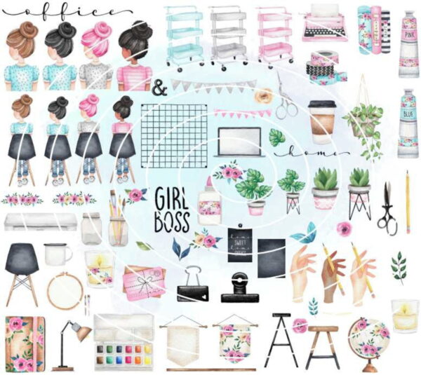 Kit Digital - Home Office Aquarela (cod. 0257)