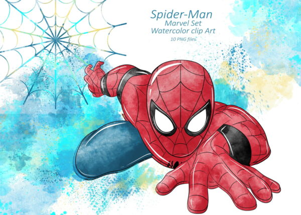 Kit Digital Homem Aranha Aquarela - Image 2