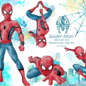 Kit Digital Homem Aranha Aquarela